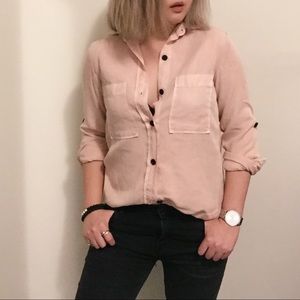 ZARA Brand New Baby Pink Button Up Size S
